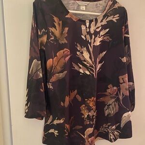 Christopher & Banks Dark Floral Blouse